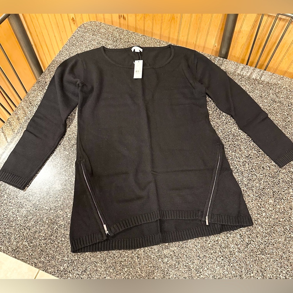 New York & Company Knit Tunic Sweater with Zipper Accents